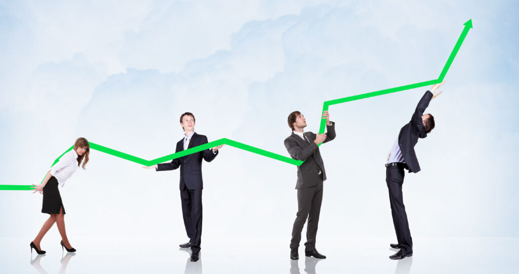 best marketing branding payson arizona rim country a team of professionals holding a large green arrow up to increase sales